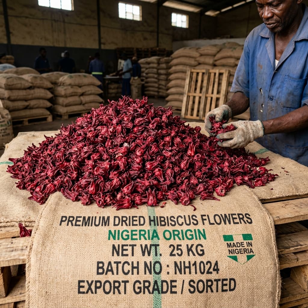 Premium Dried Hibiscus Flowers exported from Nigeria
